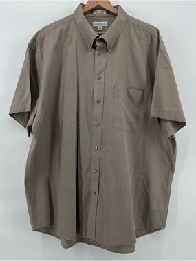 Cutter & Buck Shirt Mens 2XB Tan Short Sleeve Button Down Big Tall Casual